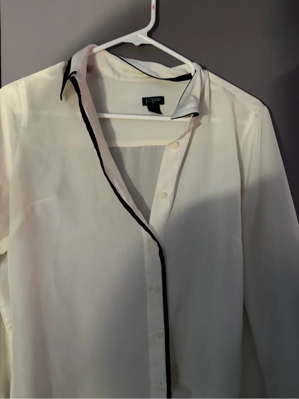 J. Crew White Button-Down Shirt with Black Trim